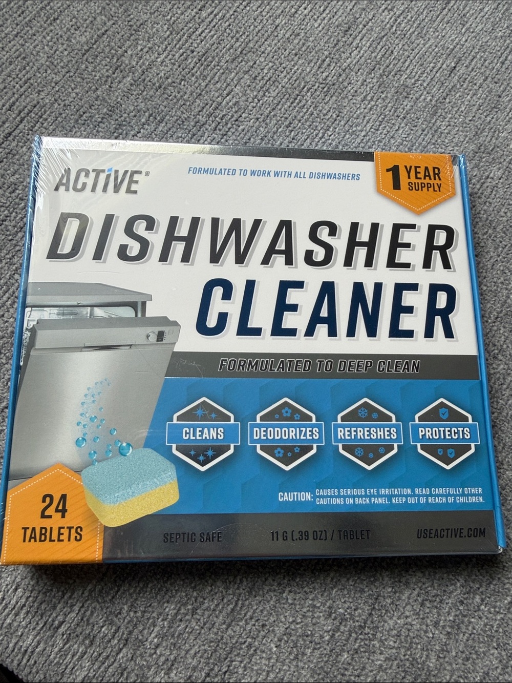 Active USA Dishwasher Cleaner Tablets - Blue and Yellow New Sealed